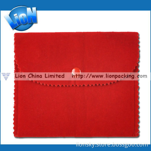 Red Zig Zag Cut Pocket Envelope Velvet Bag (e-129)